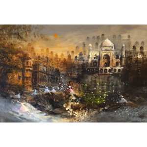 A. Q. Arif, 24 x 36 Inch, Oil on Canvas, Citysscape Painting, AC-AQ-376